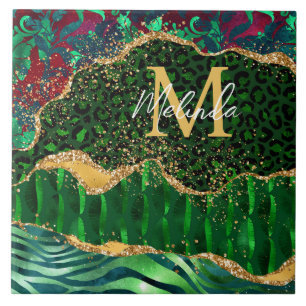 Carreau Agate Poster de animal Safari vert