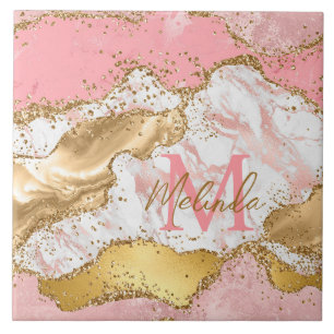 Carreau Agate sequins or et rose