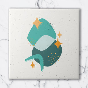 Carreau Âge Atomique du milieu du siècle Abstrait Oreiller