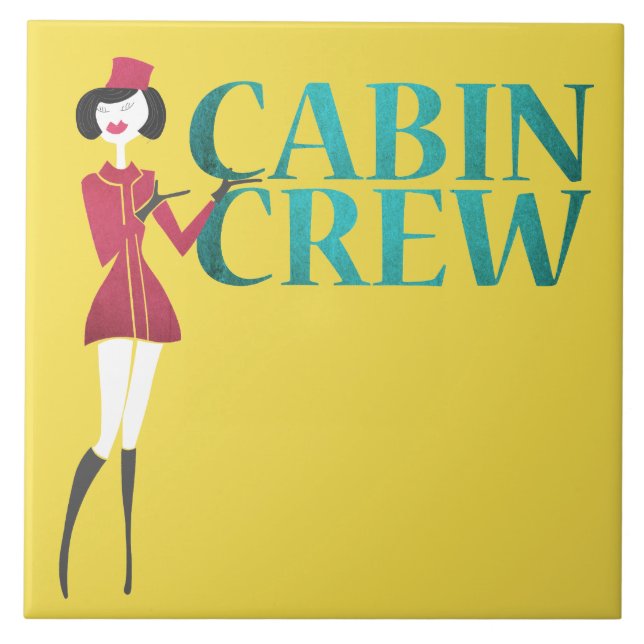 Carreau Agent de bord avec typographie de l'équipage Cabin (Devant)