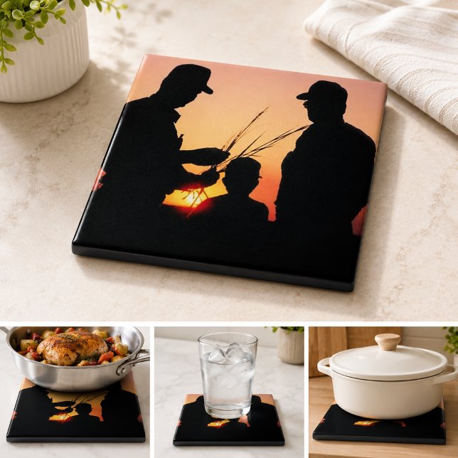 Carreau Agriculteurs et Coucher de Soleil (Farmers and Sunset Tile)
