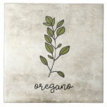 Carreau Agritourisme d'Oregano<br><div class="desc">Herbes d'Oregano sur un arrière - plan rustique. Script simple. Un simple graphisme aquarelle a été utilisé pour fabriquer ce carrelage en céramique de la ferme.</div>
