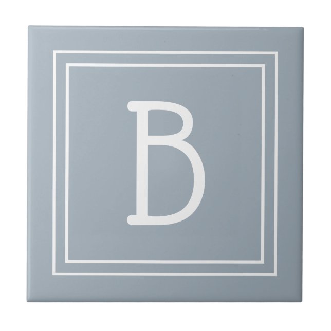 Carreau Agritourisme moderne Monogramme Bleu & Blanc Initi (Devant)