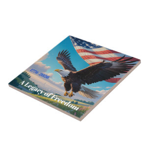 Carreau Aigle et Drapeau de l'Héritage des États-Unis 250 