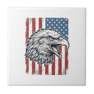 Carreau Aigle Patriotique Drapeau Américain Gravure Vintag