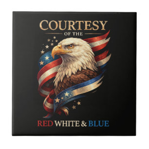 Carreau Aigle Patriotique Rouge Blanc et Bleu Vintage
