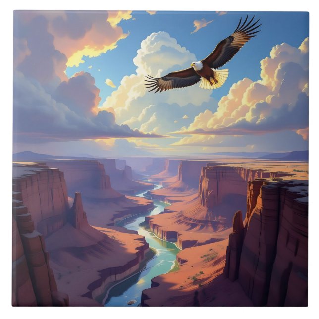 Carreau Aigle volant au-dessus d'un canyon (Devant)