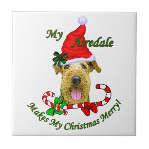 Carreau Airedale Terrier Joyeux Noël