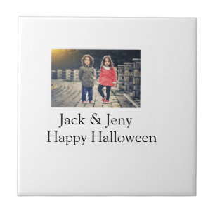 Carreau ajouter nom photo texte Halloween enfant fille gar