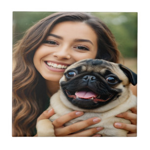 Carreau Ajouter une photo de Pug Personnaliser Personnalis