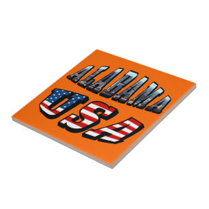 Carreau Alabama Photo et USA Flag Font