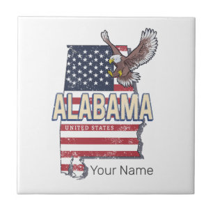 Carreau Alabama State États-Unis Carte Retro Vintage USA