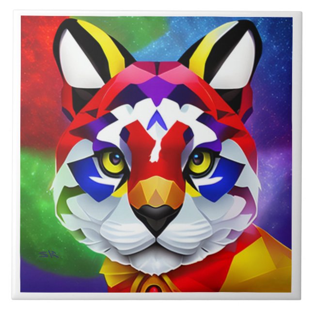 Carreau Alexandre's Cat grande tuile blanche (Devant)