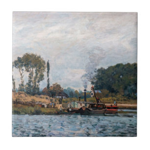 Carreau Alfred Sisley - Bateaux à l'écluse à Bougival