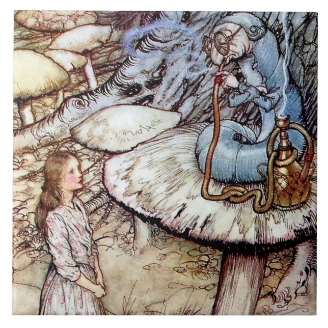 Carreau "Alice and the Caterpillar" par Arthur Rackham (Devant)
