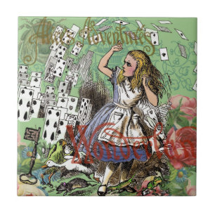 Carreau alice cartes d'aventure merveilleux chapeau lapin 
