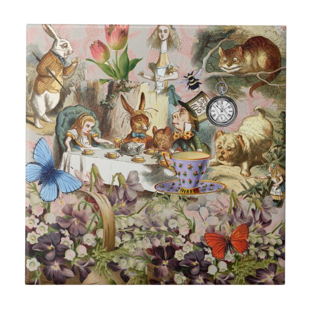 Carreau Alice in Wonderland tea party characters (Devant)