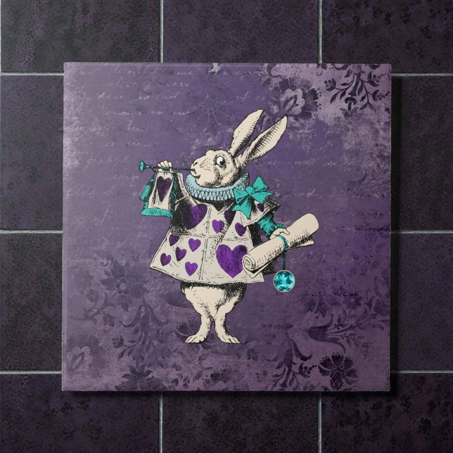 Carreau Alice sombre rustique lapin violet foncé (Créateur téléchargé)