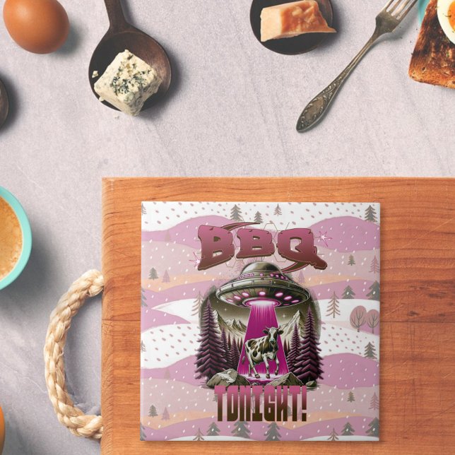 Carreau Alien BBQ Enlèvement de vache Plaisanterie (Créateur téléchargé)