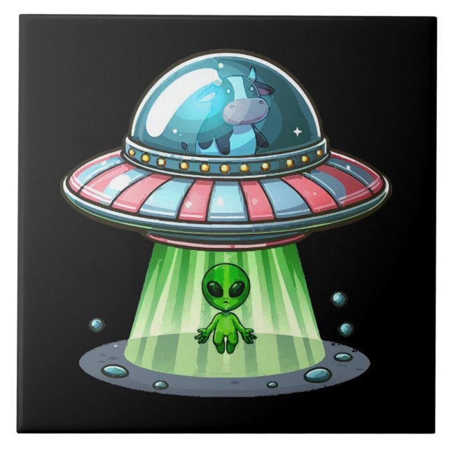 Carreau Alien enlevant une vache (Devant)