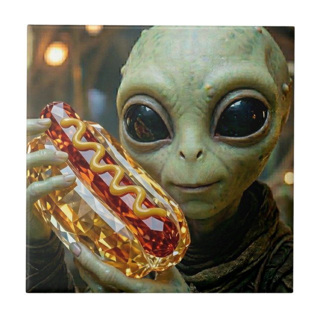 Carreau Alien Extraterrestre avec Hotdog Cristallin  (Devant)
