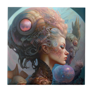 Carreau Alien Femme Surreal Science Fiction Art