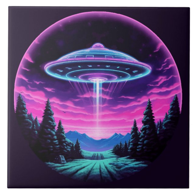 Carreau Alien vaisseau spatial rétro futuriste (Devant)