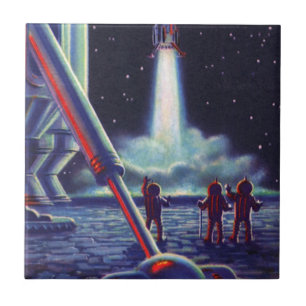 Carreau Aliens de la science-fiction vintage saluent la fu