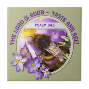 Carreau Alimentation des abeilles sur la fleur de Crocus d