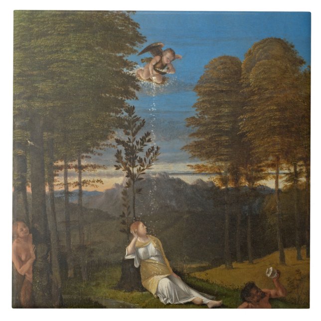 Carreau Allégorie de la chasteté, C. 1505 (huile sur le (Devant)