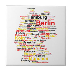 Carreau Allemagne Carte Silhouette Villes Drapeau Berlin T