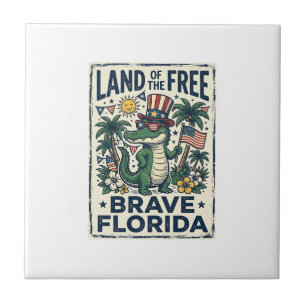 Carreau Alligator de Floride Patriotique 4 juillet