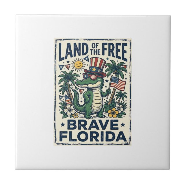 Carreau Alligator de Floride Patriotique 4 juillet (Devant)