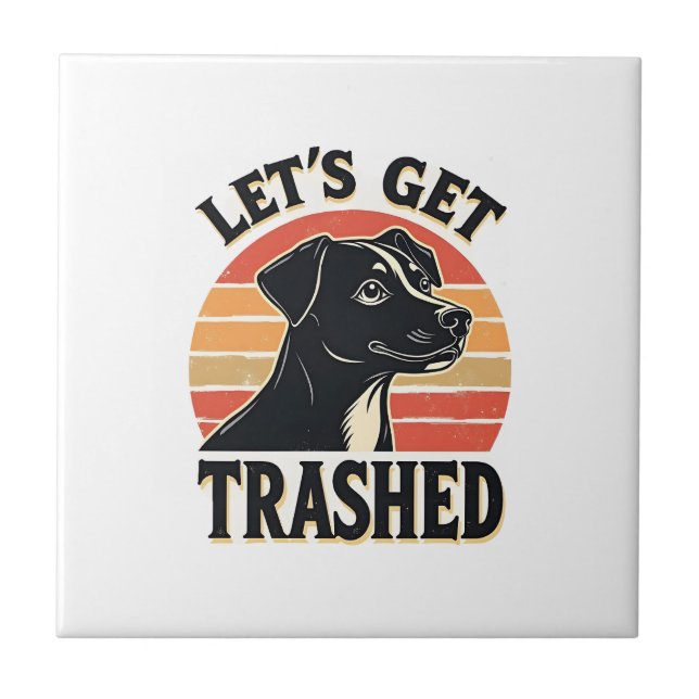 Carreau Allons Nous Défoncer Graphique De Chien Vintage Ré (Devant)