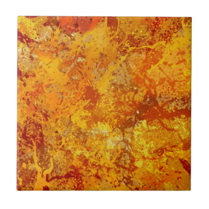 Carreau Alloy Orange et Amber Paint Splatter Abstrait