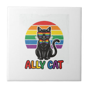 Carreau Ally Cat Rainbow Pride Vintage Chat T-Shirt Design