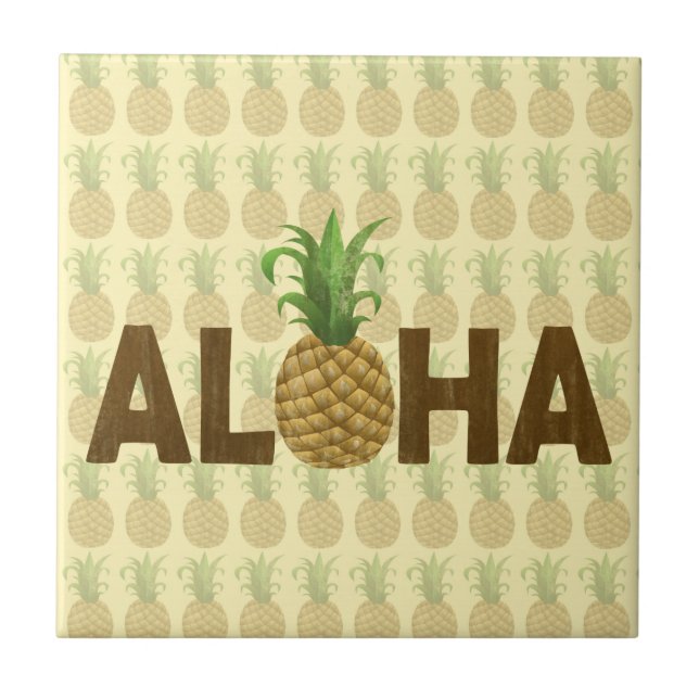 Carreau Aloha Vintage de l'ananas Hawaii (Devant)