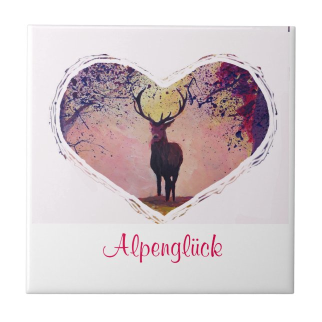 Carreau Alpenglück Hirsch Glasuntersetzer (Devant)
