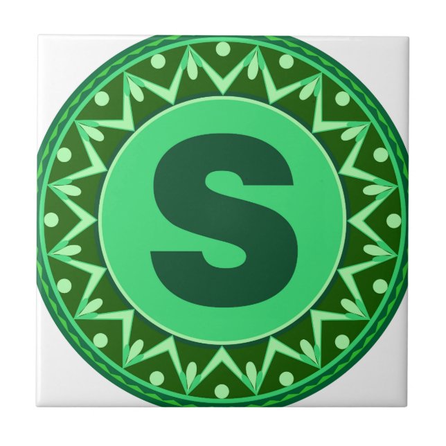 Carreau Alphabet vert nommé initial s de lettre de (Devant)