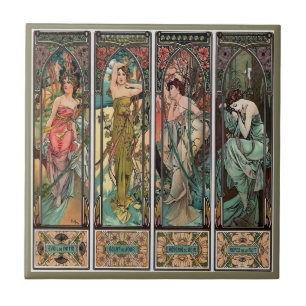 Carreau Alphonse Mucha art, Art nouveau, vintage, femmes,