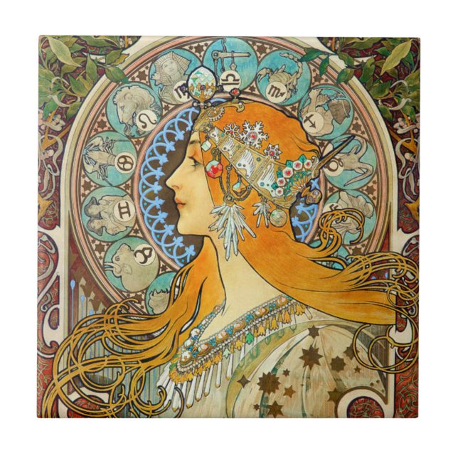 Carreau Alphonse Mucha Art Nouveau Zodiac (Devant)