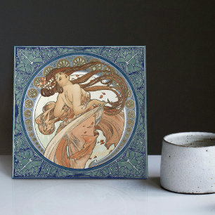 Carreau Alphonse Mucha "Danse" Art Nouveau Vintage