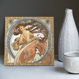 Carreau Alphonse Mucha "Danse" Art Nouveau Vintage