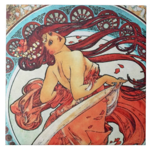 Carreau Alphonse Mucha Danse Vintage Art Nouveau peinture