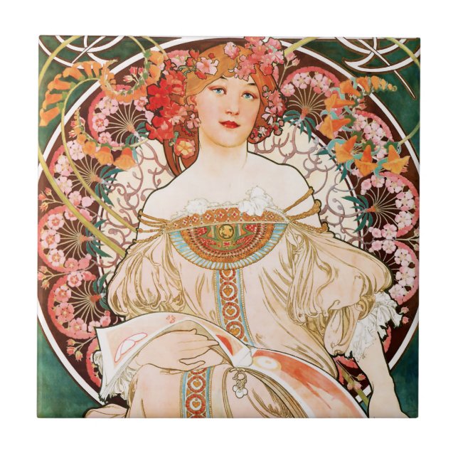 Carreau Alphonse Mucha F. Champenois Tile (Devant)