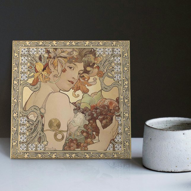 Carreau Alphonse Mucha Fruit Art Nouveau Vintage (Créateur téléchargé)