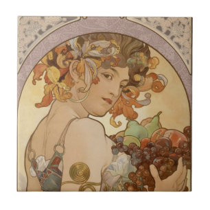 Carreau Alphonse Mucha Fruit Art Nouveau Vintage Jeune Fil