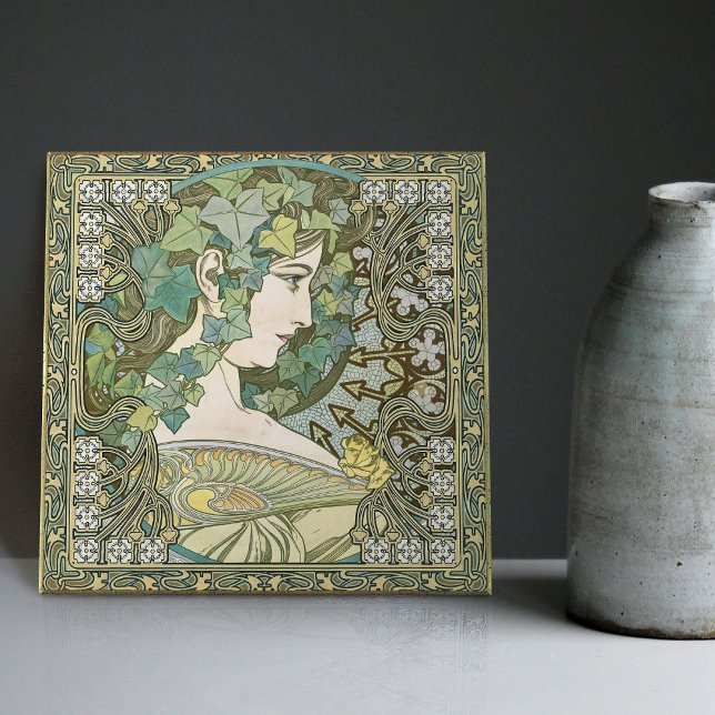 Carreau Alphonse Mucha IVY 1901 Art Nouveau Vintage (Créateur téléchargé)