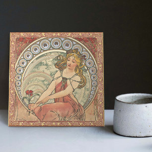 Carreau Alphonse Mucha La Peinture Art Nouveau Vintage