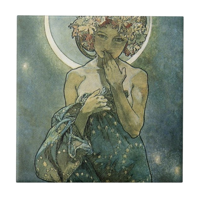 Carreau Alphonse Mucha Magnifique femme Art Nouveau #18 (Devant)